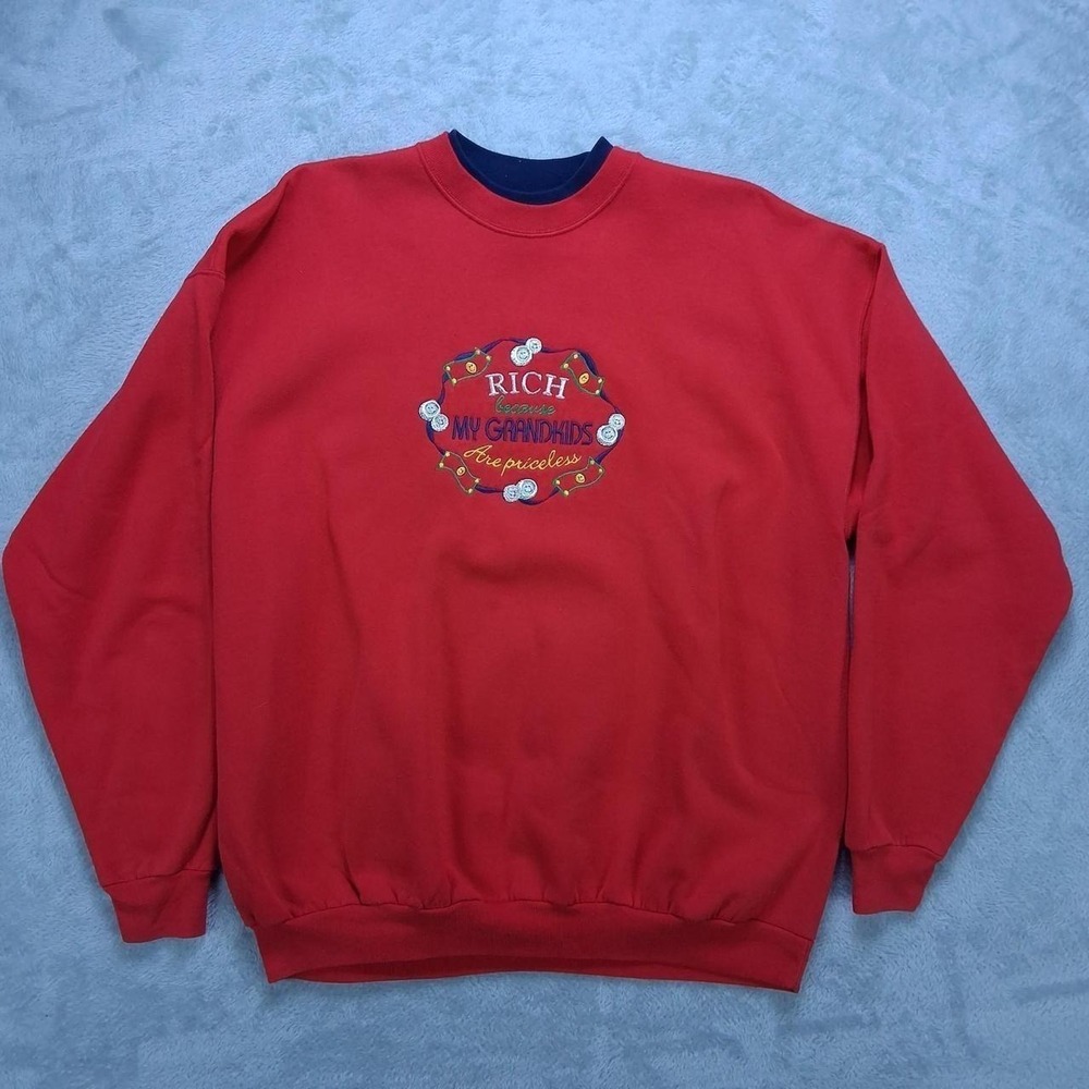 Vintage M&C Sportswear Grandkids Priceless Red Embroidered Sweatshirt Womens XL